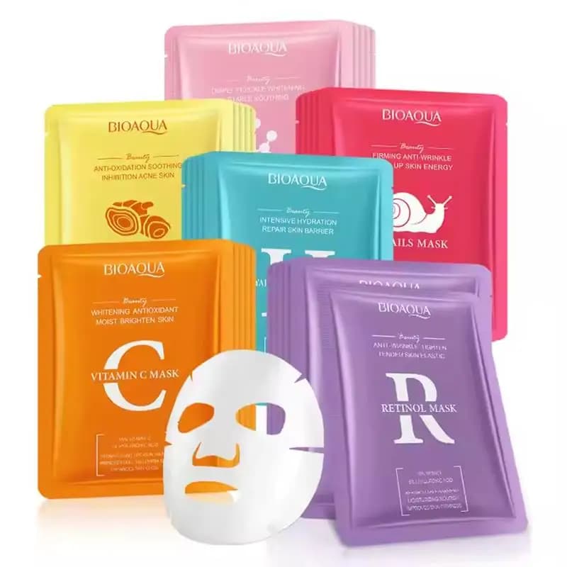 5 pz BIOAQUA Retinolo Vitamina C Maschera Viso Anti Rughe Idratante Anti-età Nicotinamide Sbiancamento Maschere Per Il Viso Cura Della Pelle
