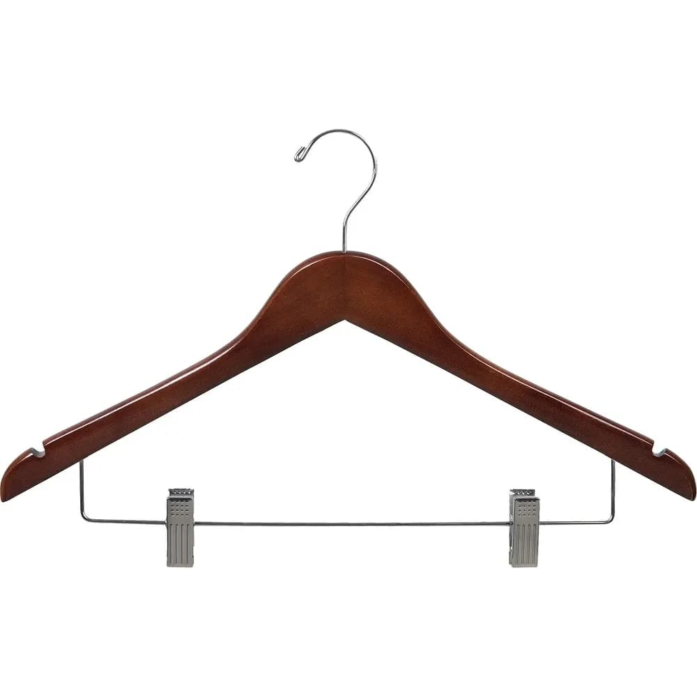 International walnut wood clothes hangers set brown 50 pieces durable smooth finish space saving design