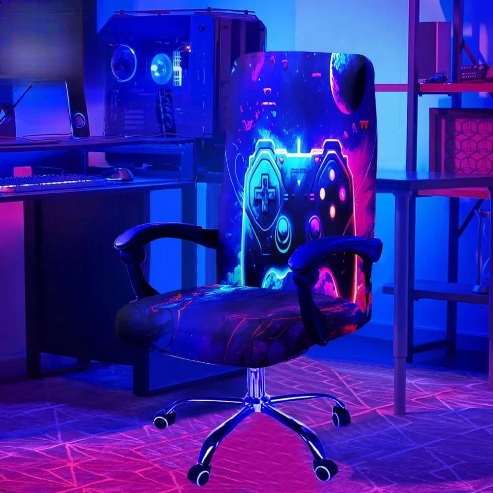 Copertura per Sedia da Gaming con Luci al Neon, Set da 1, Tema Cosmico, per Sedia da Ufficio e Camera da Letto