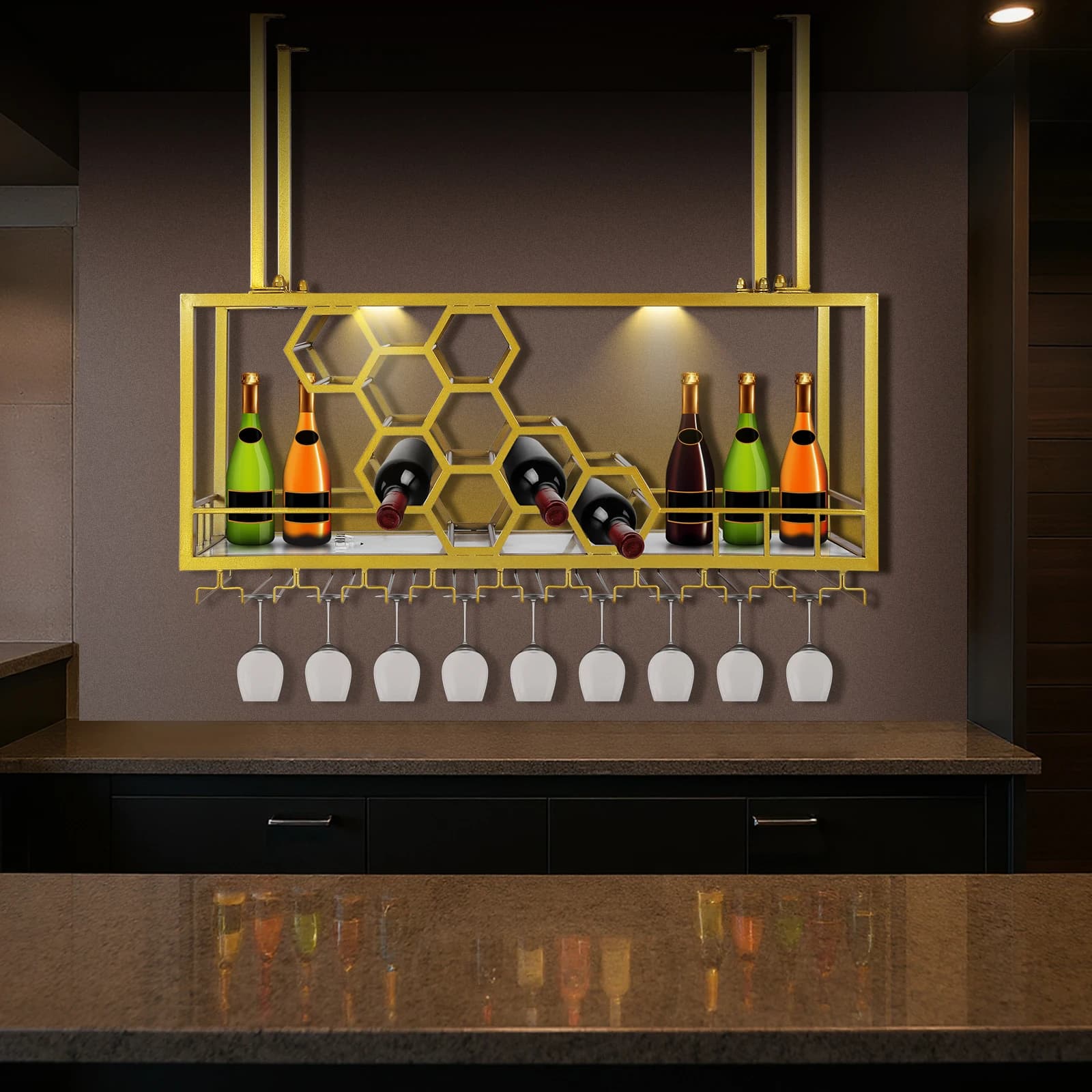 Exhibitive shelf for Liquor Bottles, Metal shelf for Wines, Mobile Decorative Bottle Holders for Home, Bar and Dining Room