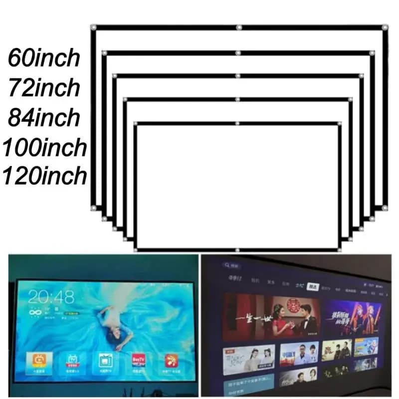 1Pc Portable Projector Screen Curtain Anti-Light 60/72/84/100/120 Inches Projection Screens For Home Outdoor Office Projector