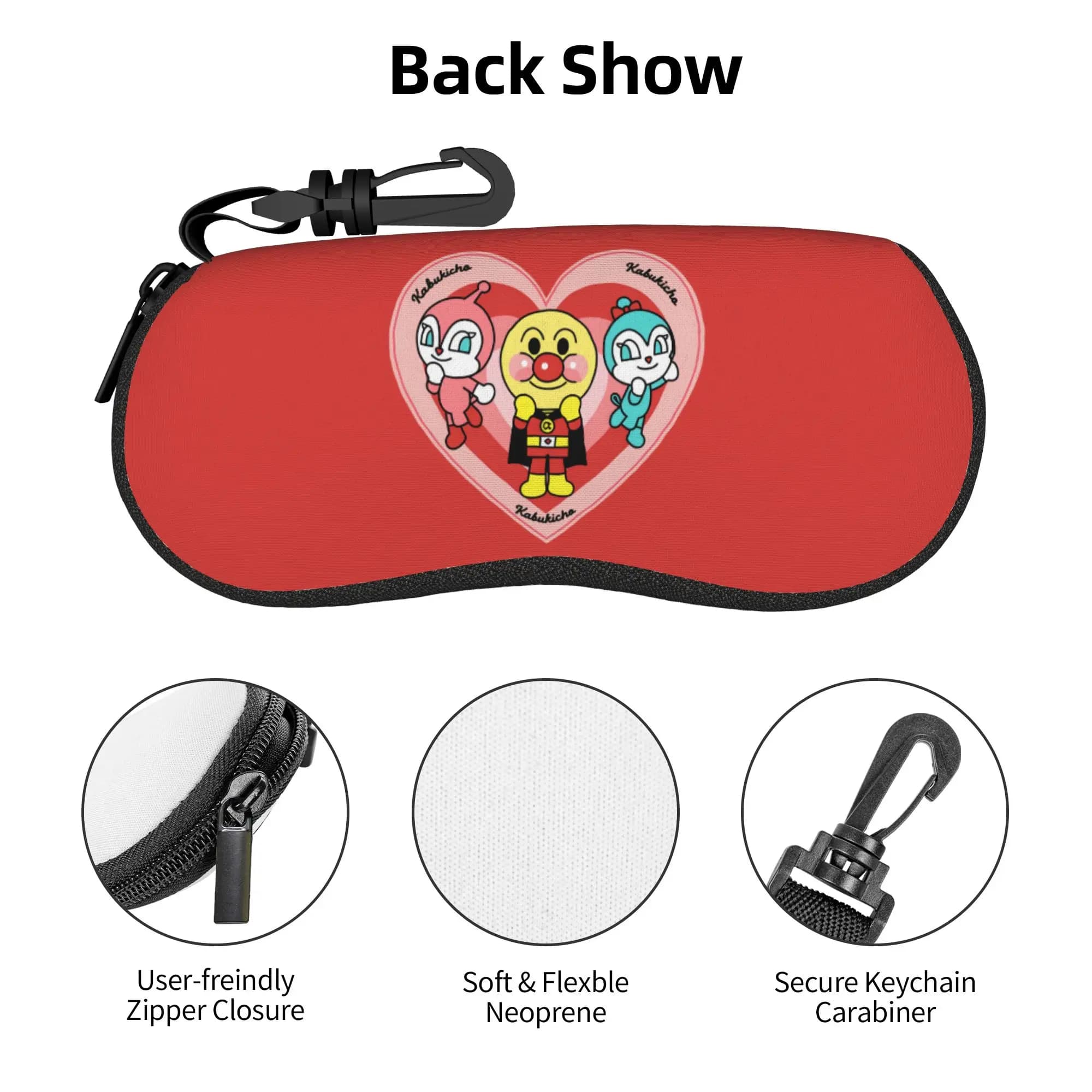 Anpanman Anime Superhero Eyeglass Custodia per occhiali da donna e da uomo, custodia protettiva morbida per occhiali da sole con cartoni animati