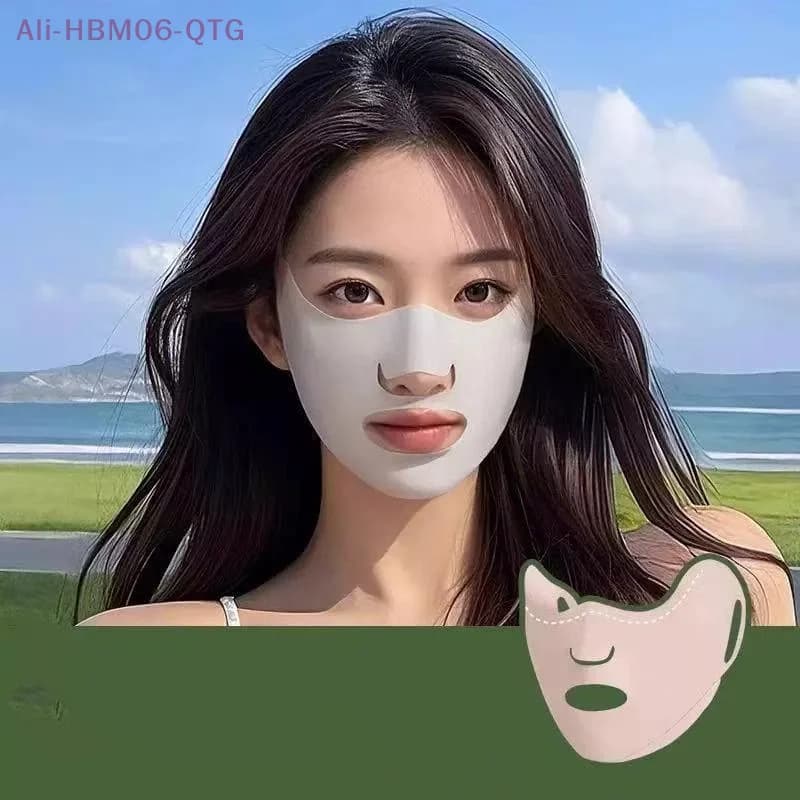 [New] 1Pc New Breathable Ice Silk Sunscreen Mask Washable Anti-UV Riding Face Cover Unisex Summer Eye Corner Protection
