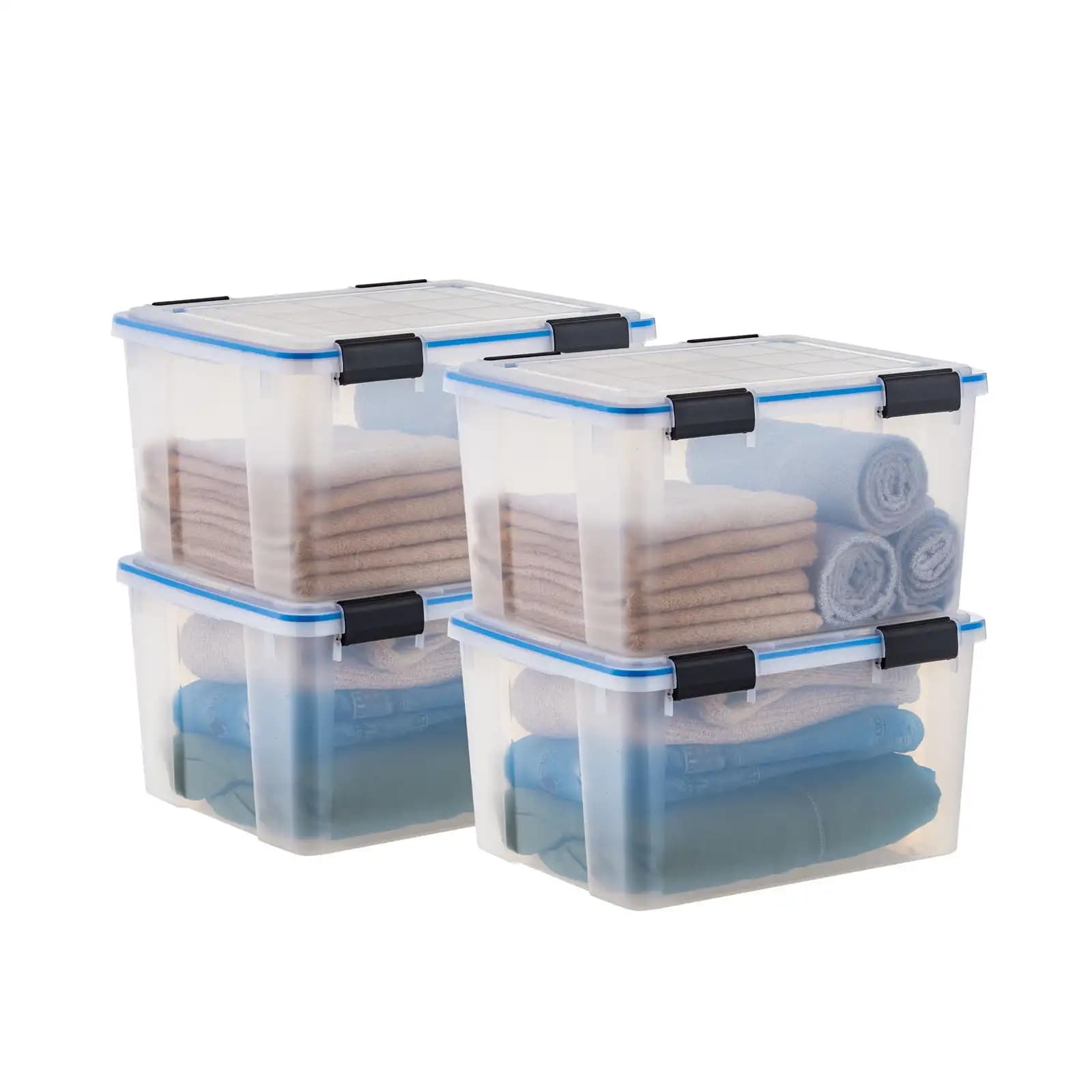 IRIS 44 Qt. Contenitori di plastica per la conservazione con coperchi sigillati, scatola trasparente con guarnizione, contenitori ermetici, confezione da 4