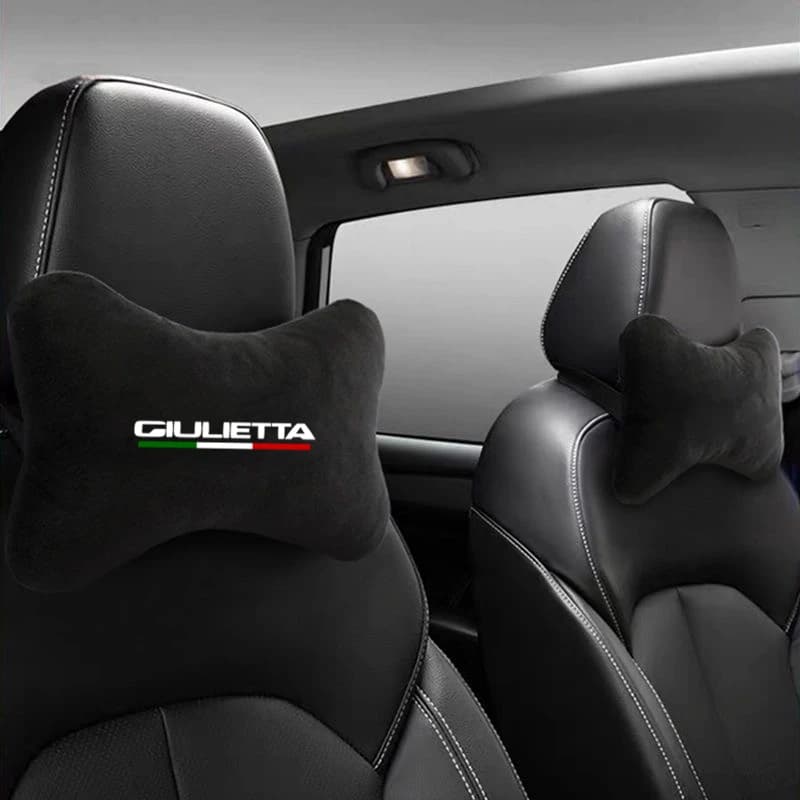 Cuscino per il collo dell'auto in pelle scamosciata Poggiatesta del sedile Supporto lombare Cuscino per la protezione della colonna vertebrale per 147 156 159 166 Giulietta Spider GT Accessori auto