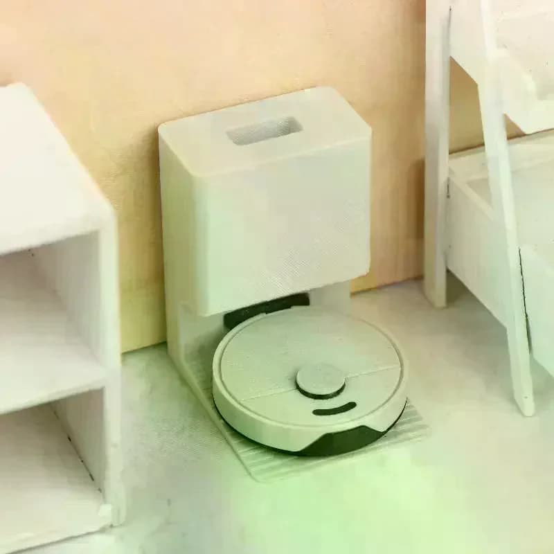 Miniature Sweeper Ornament 1:12 Dollhouse Mini Robot Vacuum Cleaner Model Dollhouse Living Room Scene Decor Pretend Play Toys