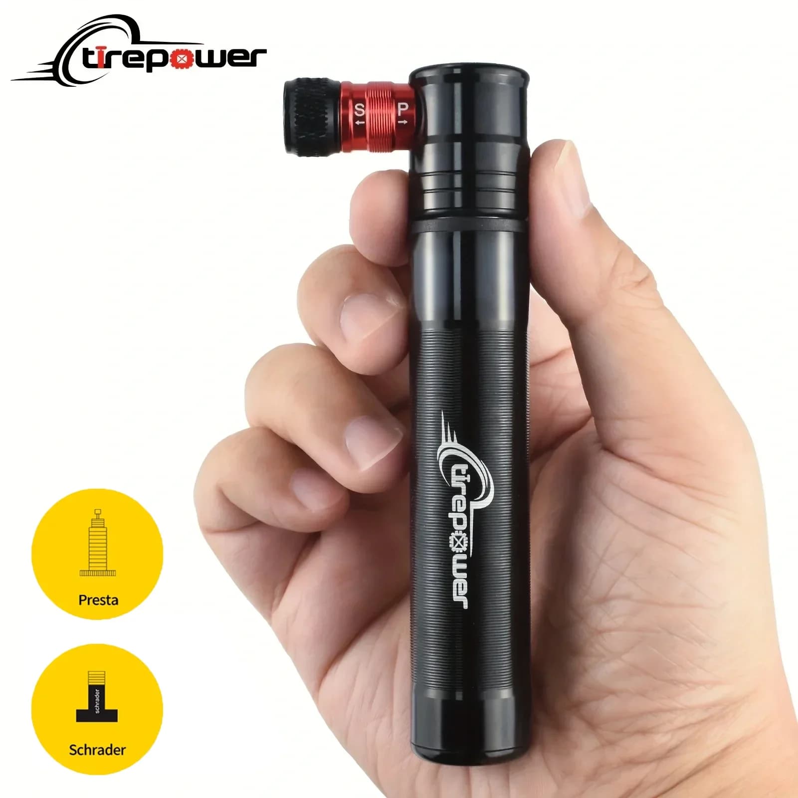 Mini Bike Pump - Presta & Schrader Bicycle Pump - 90 PSI Tire Pump for Road & MTB - Portable Bicycle Tire Pump with Aluminum Alloy