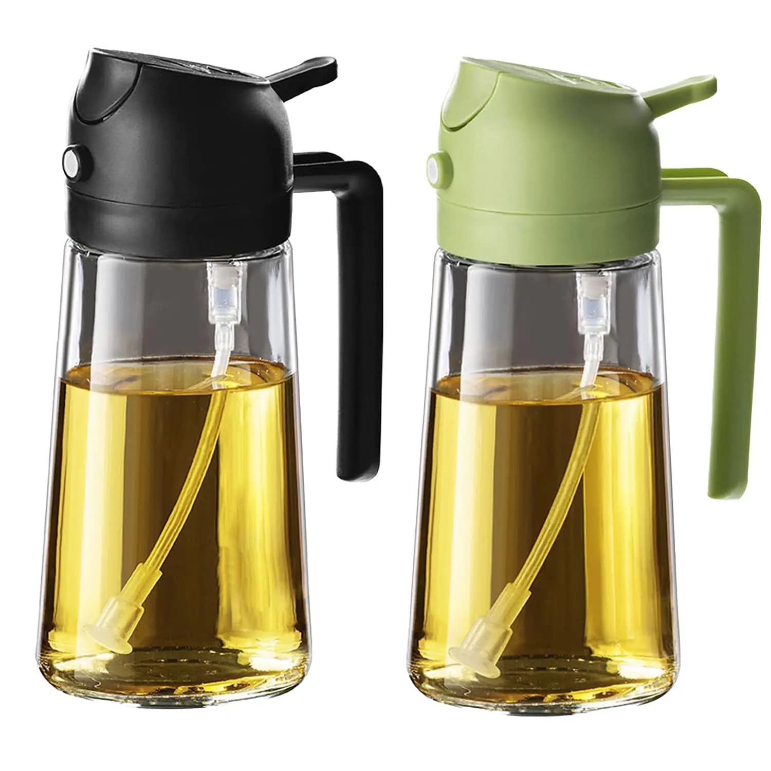 Dispenser spray per olio d'oliva 2 in 1 da 500 ml, flacone spray per olio alimentare, per cucina, friggitrice ad aria, barbecue, set di utensili per insalate