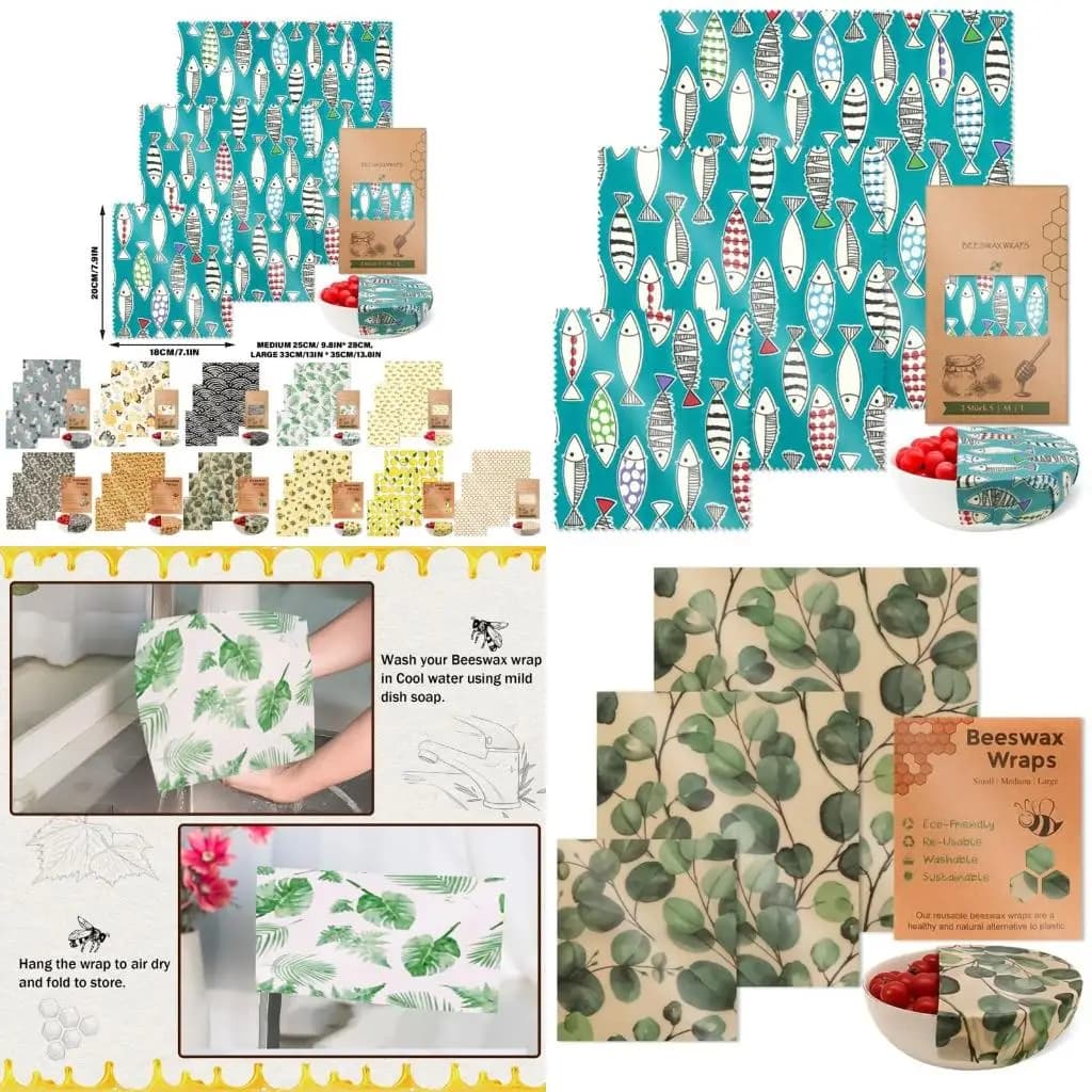 Involucri multiuso per alimenti in cera d 3 pezzi, eleganti accessori da cucina portatili per coperture in cotone