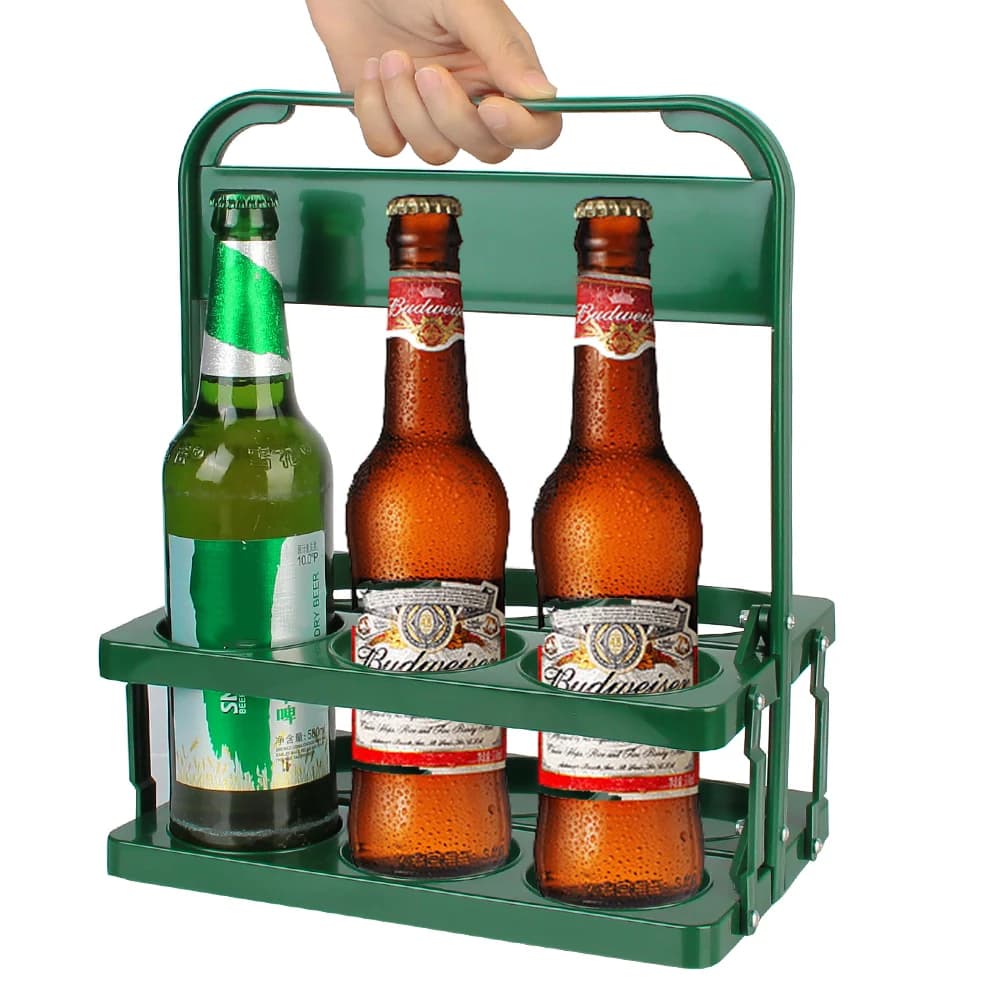 Reusable Durable Folding Beer Bottle Holder Cup Organizer Bar Basket for Beverage Display Bottle Holder Pack of 6 Bottle Holder