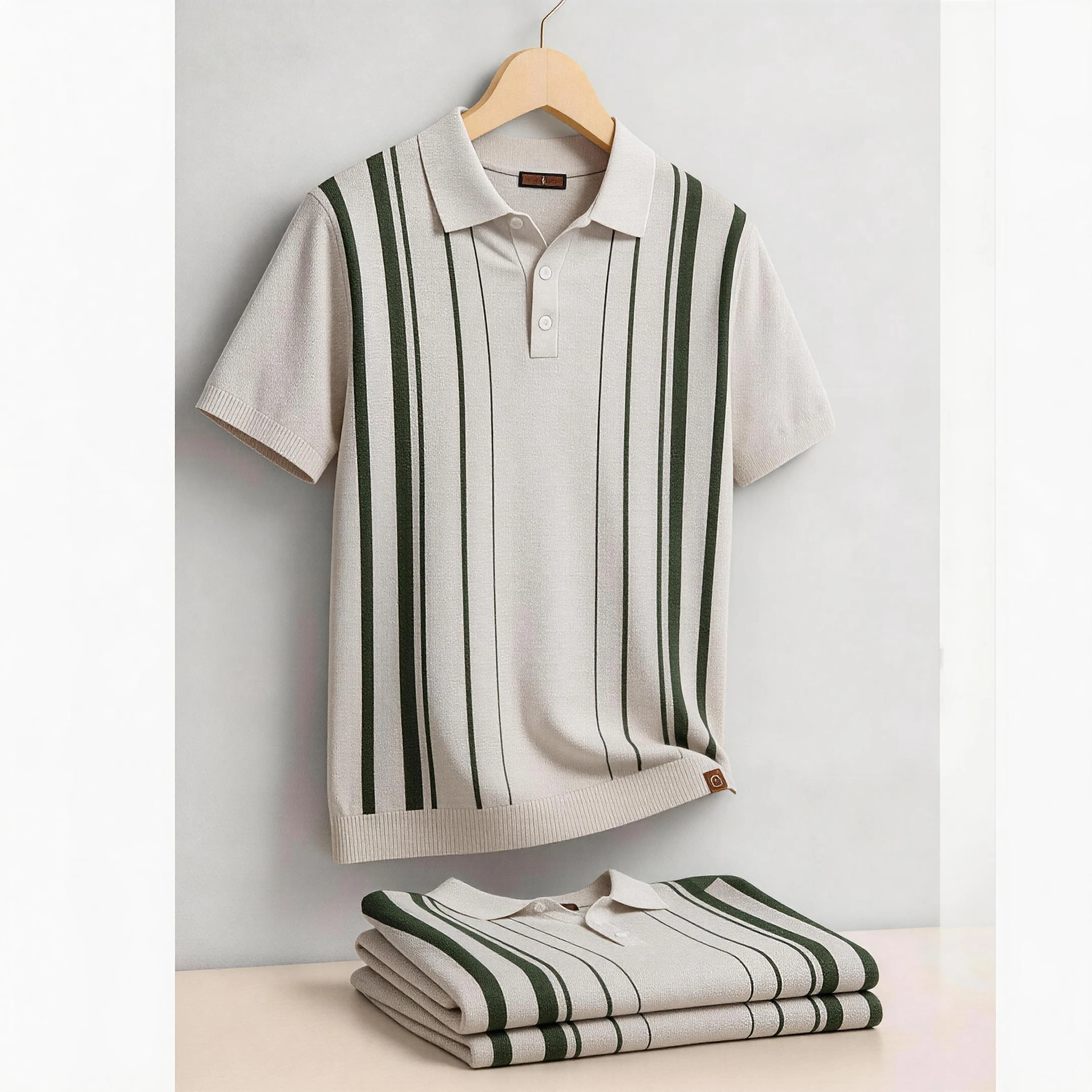 Polo da Uomo 2026 a Righe Stile Old Money, Manica Corta, Morbida e Traspirante, Elegante per Uso Quotidiano, Polo di Lusso per Uomo