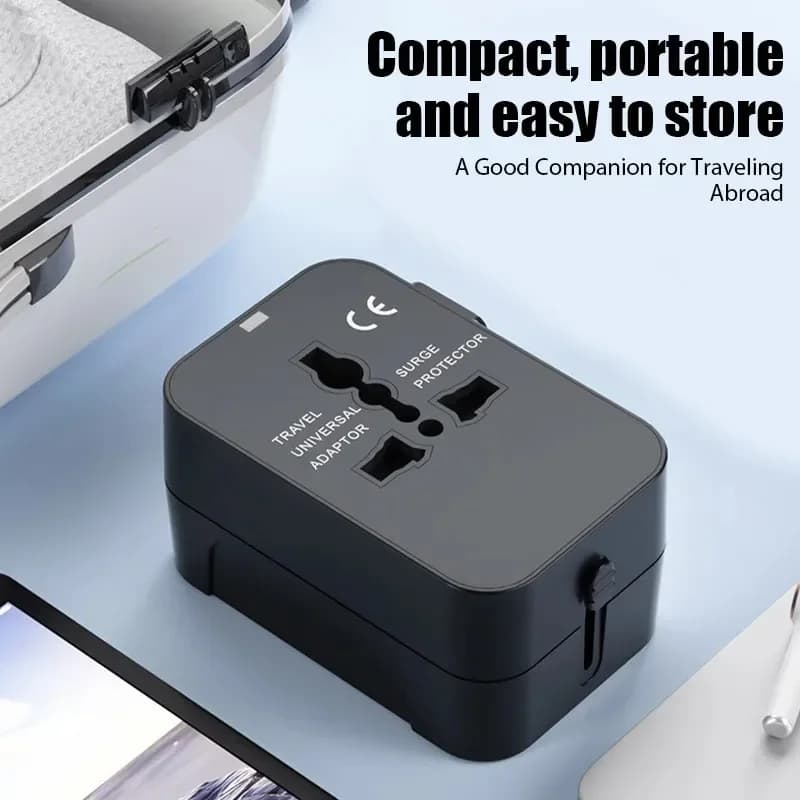 Adattatore da Viaggio Universale Pieghevole Tutto-in-Uno con Convertitore di Corrente USB-C per EU, UK, US, AU e Accessori di Ricarica per Viaggi Internazionali