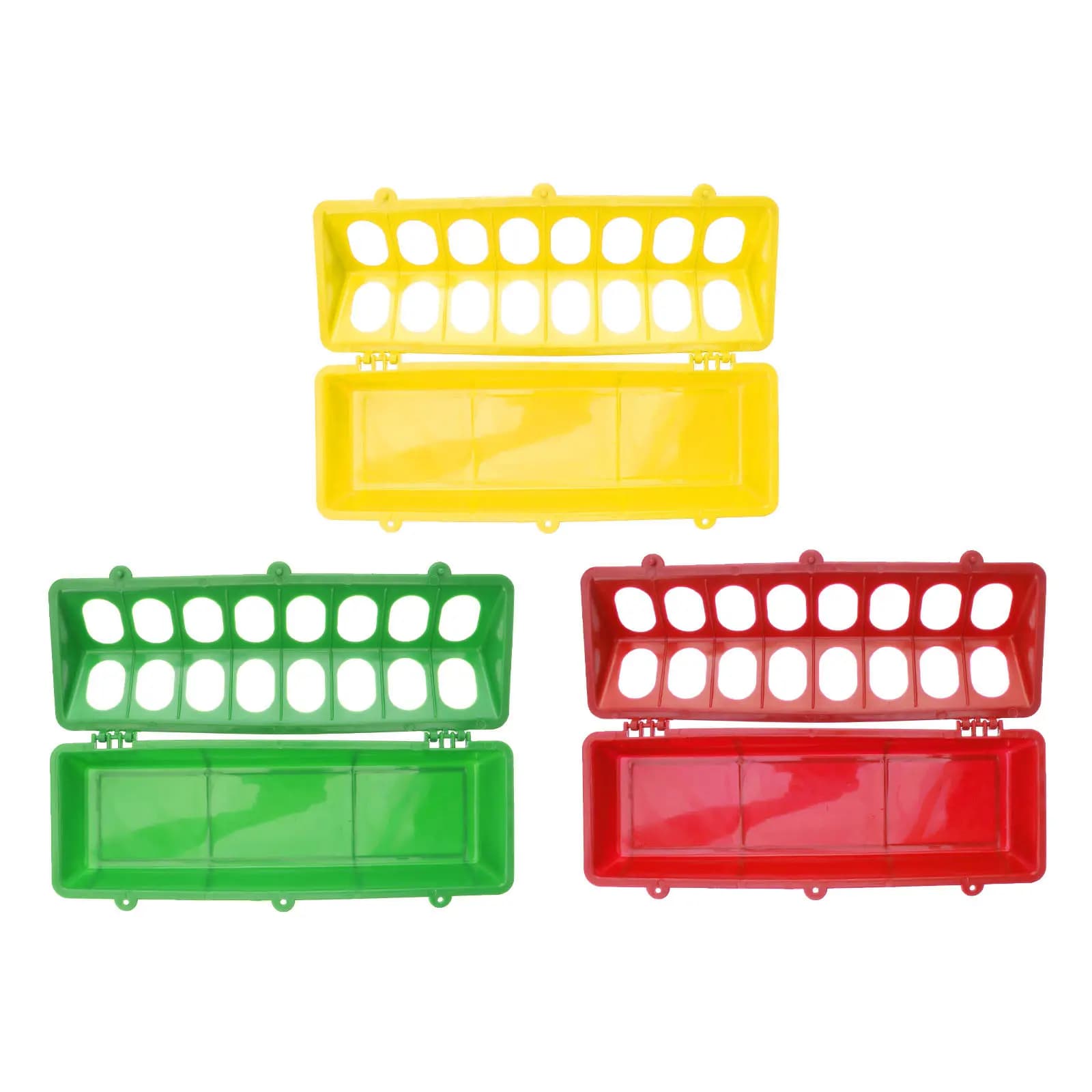 Set di 3 Mangiatoie per Pollame con Multi-Scomparti, Dispenser di Cibo per Polli, Piccioni, Pappagalli e Galli, Contenitore per Alimenti Senza Sprechi