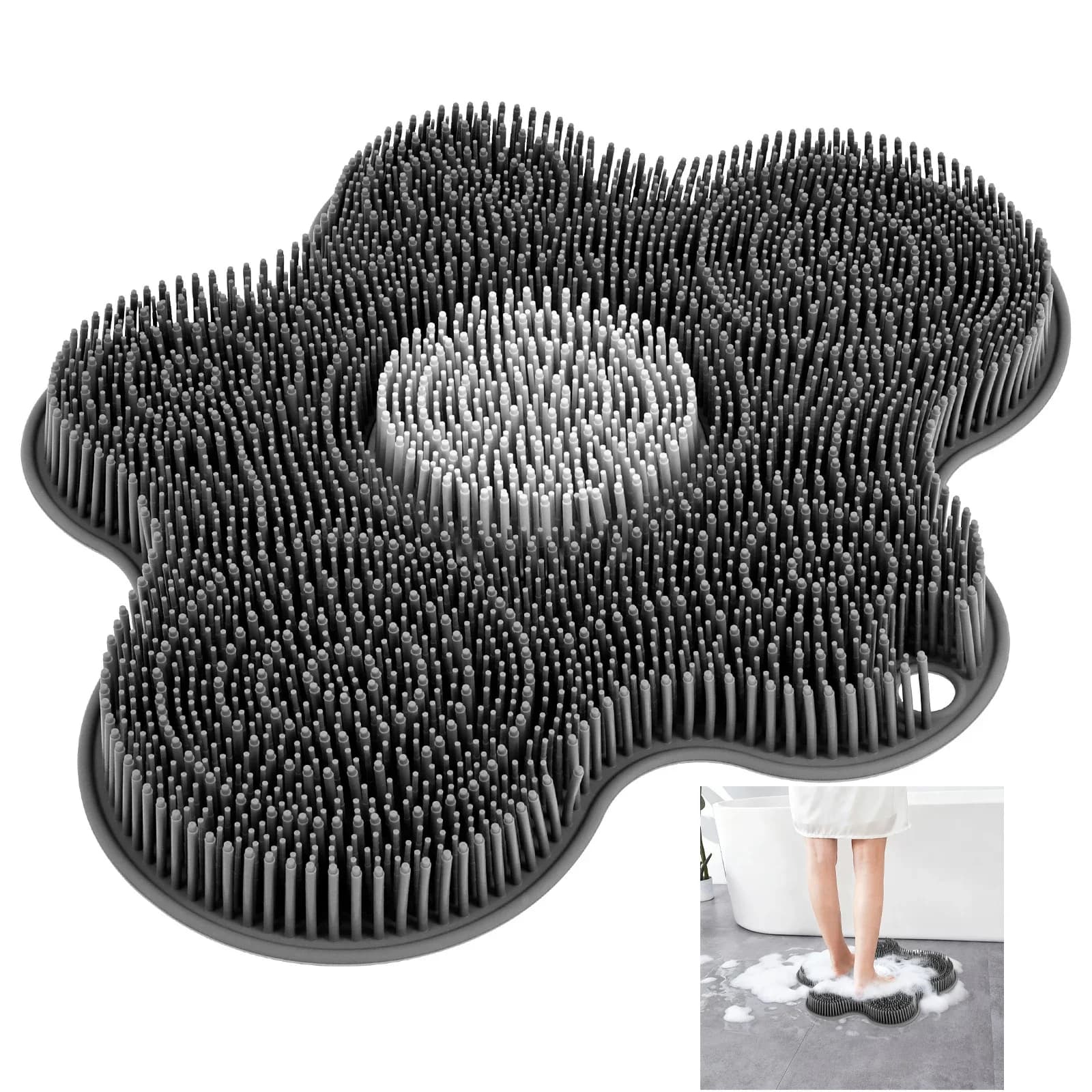 Silicone Foot Scrubber Exfoliating Shower Massage Scraper Non-slip Wash Foot Pad Massage Shower Mat with Sucker Bathing Tool
