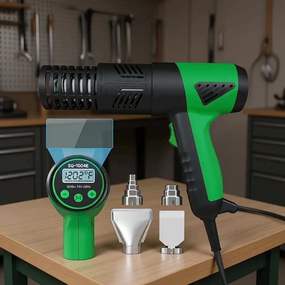 Pistola Termica Digitale LCD 1800W con Temperatura Variabile da 122F a 1202F, 4 Ugelli per Artigianato, Vinile Adesivo e Tubi Termoretraibili