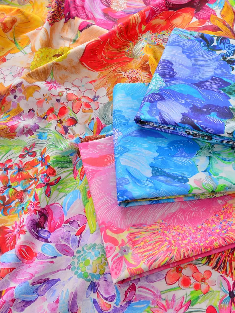 145x50cm 100s Cotton Long-staple High-density Flower DIY Women's Children's Clothing Cloth Shirt Fabric Colorful Dahlia Cloth