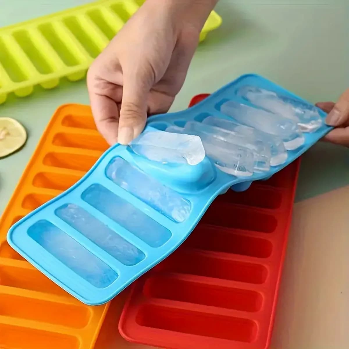 Stampo in Silicone a 10 Scomparti per Cubetti di Ghiaccio, Strisce Lunghe, Hot Dog, Salsicce, Cioccolato e Biscotti - Utensile da Cucina