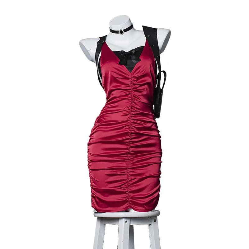 Ada Wong Cosplay Costume for Women, Dress with Belt and Wig, Outfit for Role Games, Halloween and Carnival for Adult Women