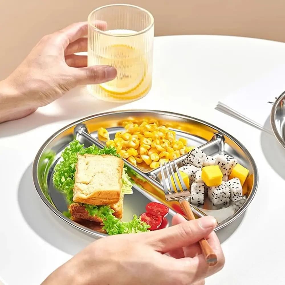 Stainless Steel 304 Infrangible Porction Control Plate, Reusable, with Parts, Multipurpose for Weight Loss