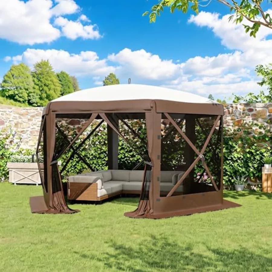 Gazebo pop-up con zanzariera per campeggio, feste in giardino, eventi all'aperto; tessuto in poliestere, grigio; montaggio rapido, resistente ai morsi, rimovibile
