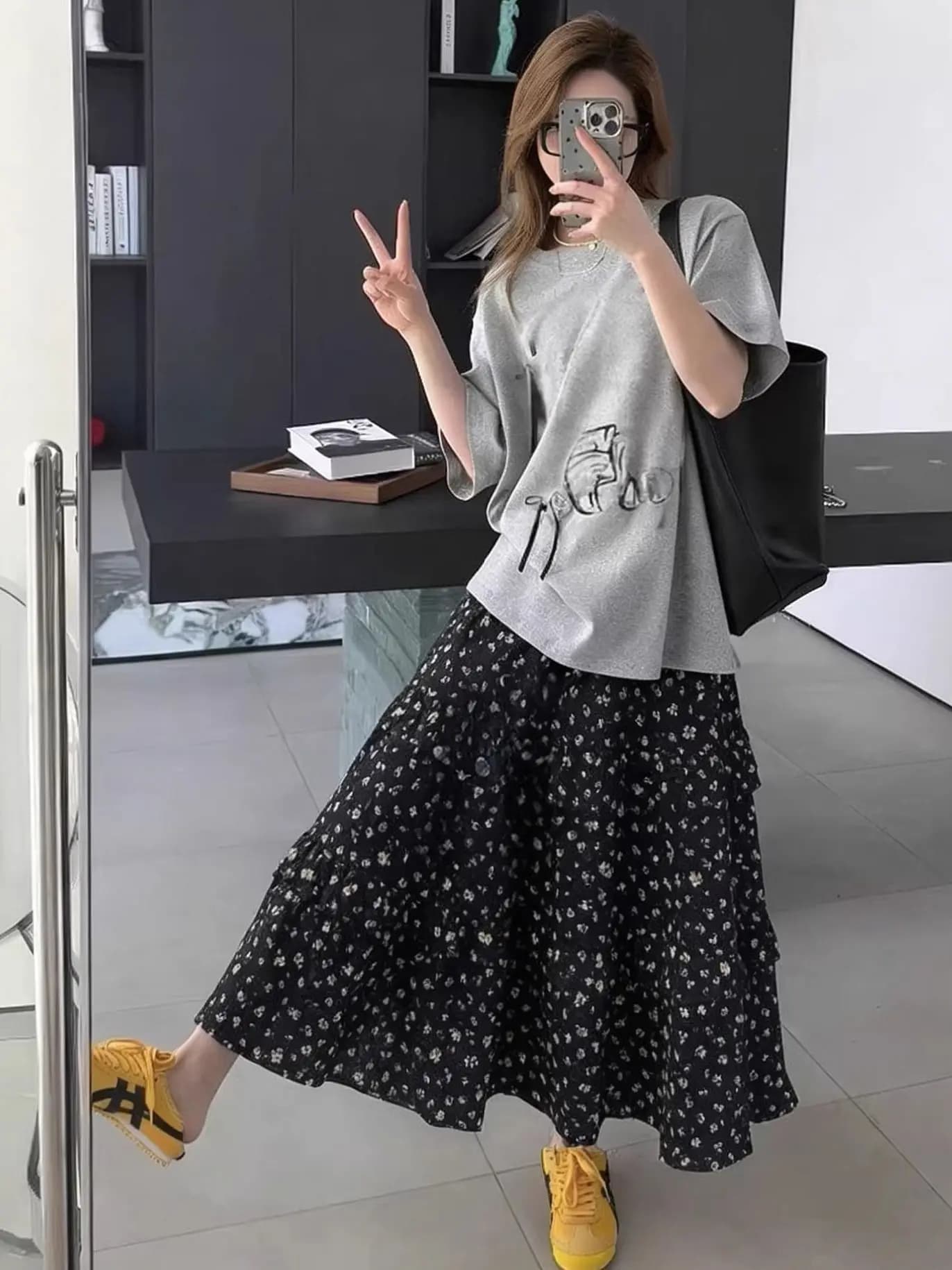 Nuova Gonna a Vita Alta con Stampa Floreale 2026, Sottile, Morbida, che Nasconde le Forme, Estiva, Casual, Versatile, Plissettata, Moda Donna