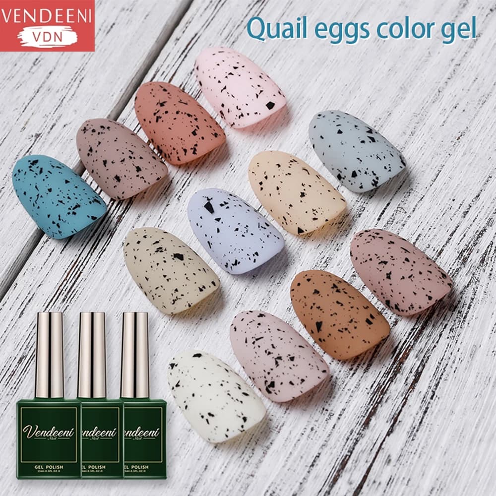 Vendeeni 15ml Smalto per unghie gel effetto guscio d'uovo nero Semi permanente UV Soak Off Gel Smalto per unghie trasparente con qualsiasi colore base
