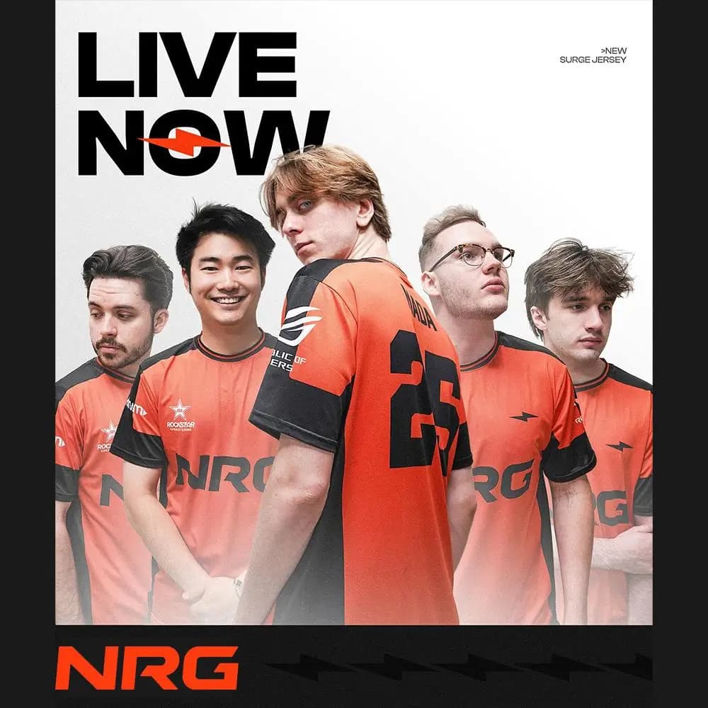 2025 NRG Esports Surge Jersey Valorant Champions Parigi Uniforme da allenamento Fan per uomo e donna T-shirt a maniche corte personalizzabili