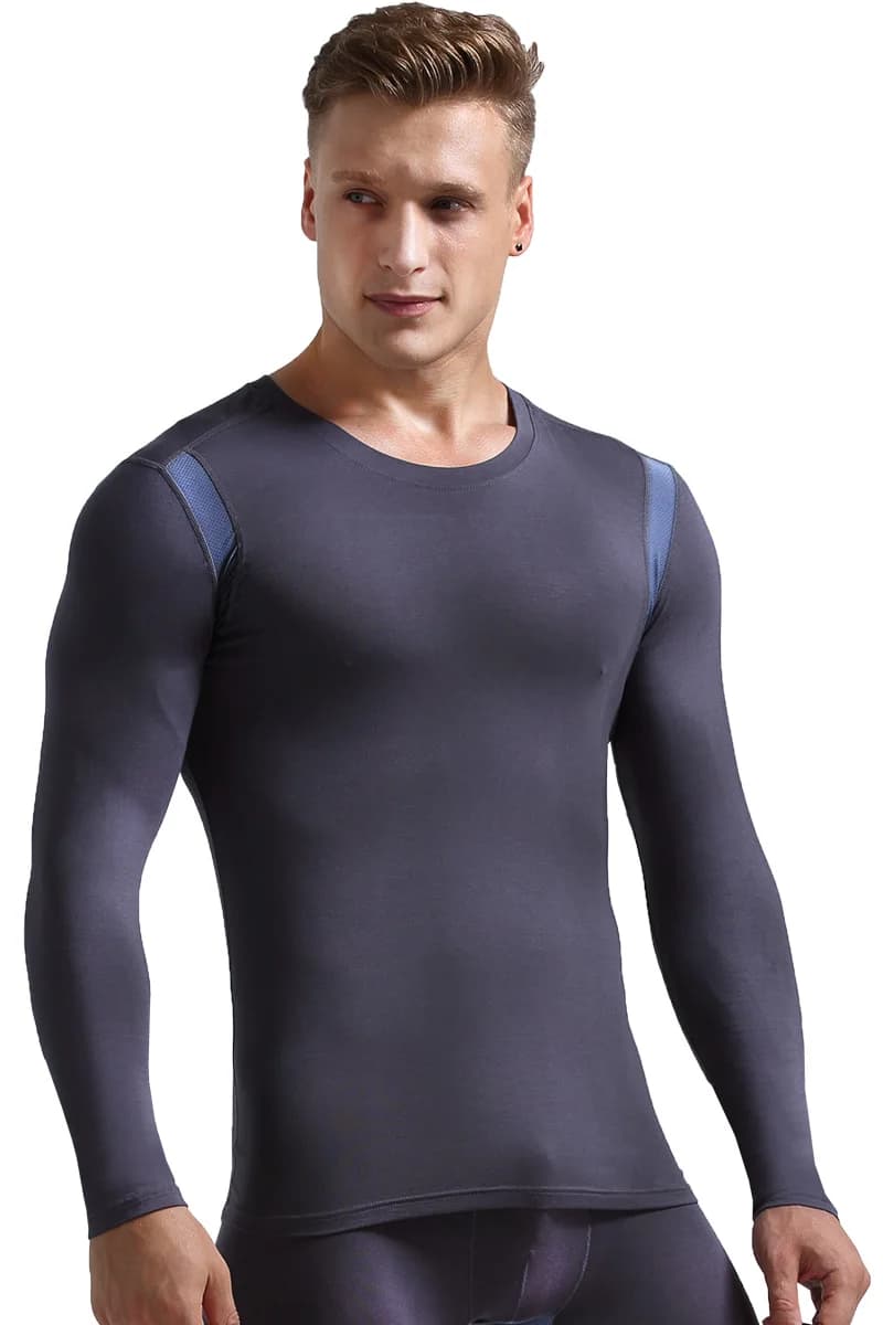 Abbigliamento autunnale da uomo Intimo termico modale con scollo a V singolo da uomo Camicia base a maniche lunghe maglione di cotone superiore sottile invernale