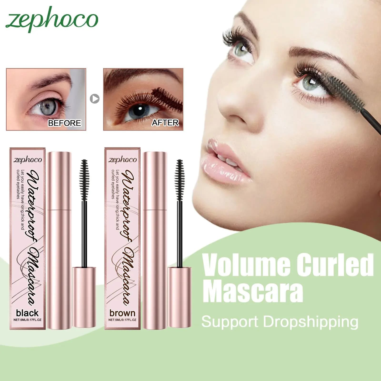 Mascara curled volume Waterproof Natural extension Curling Thickness Feed the lashes Not smudge Cosmetics for makeup of black brown eyes