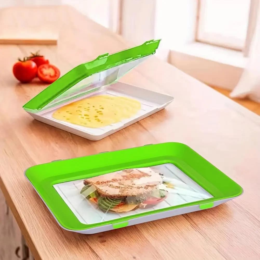 Cold Meat Containers for Fridge Vacuum Freshness Food Storage Tray BPA-Free Airtight Container Preservation Tray for Meal Prep