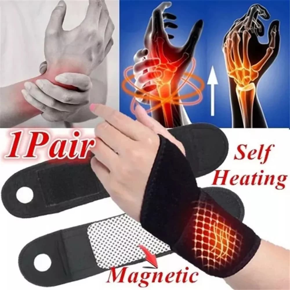 1 paio di tutore da polso autoriscaldante in tormalina, protezione sportiva, cintura da polso, cuscinetti per terapia magnetica a infrarossi lontani, sollievo dal dolore
