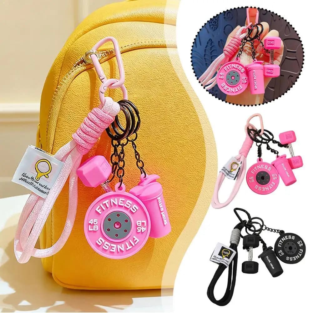 Gym Fitness Keychain Mini Dumbbell Weight Plate Key For Fitness Gym Bag Charm For Workout Enthusiasts Accessory Gift