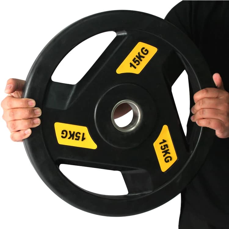 20 kg cast iron gym weights Set of racing fitness barbell discs with rubber bumper and grip plate