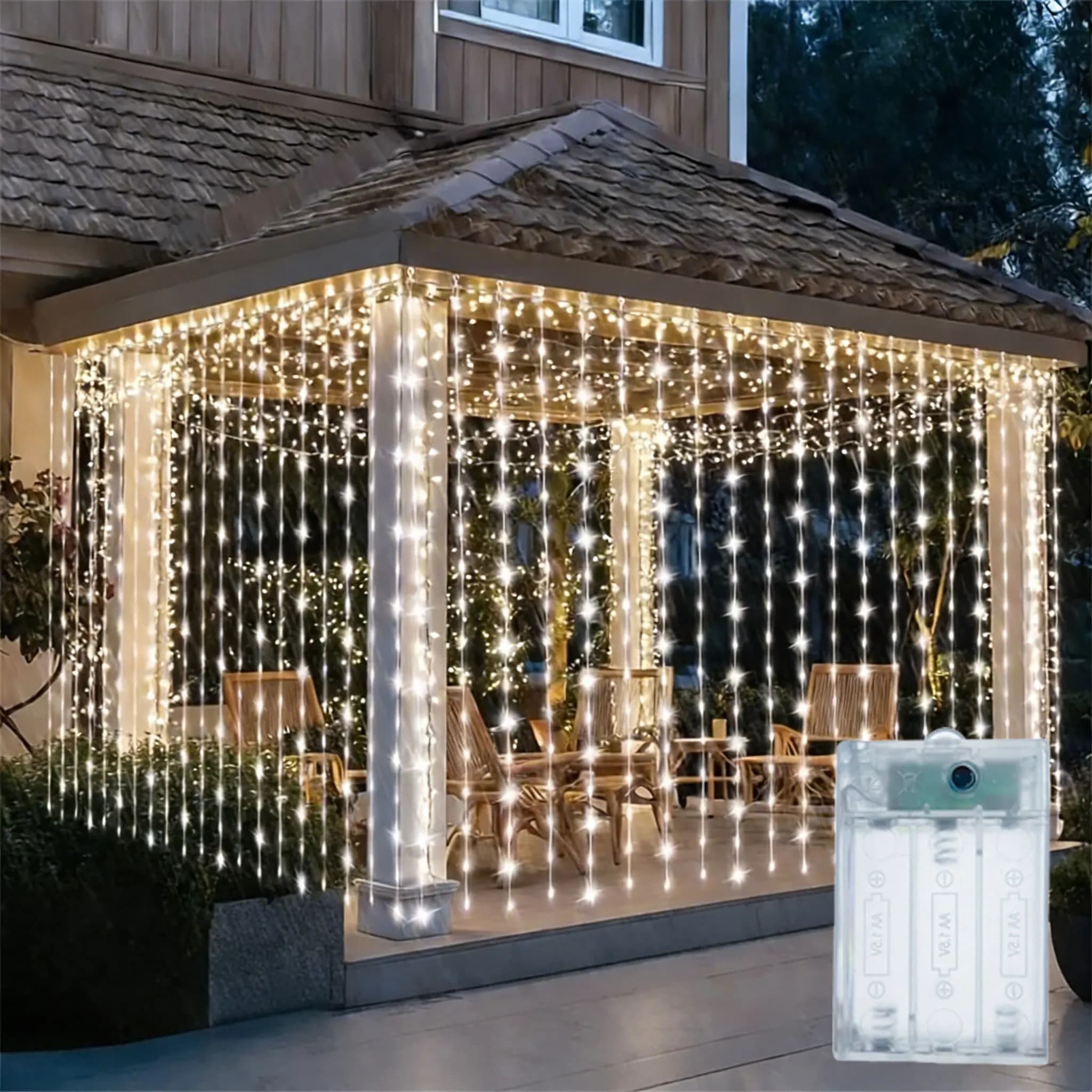 Luci a tenda LED a batteria per decorazioni Ramadan, casa, cortile, matrimoni, esterni, ghirlanda Eid Mubarak