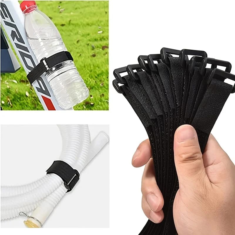 Heavy Duty Black Reusable Velcro Buckle Strap with anti Slip Adhesive Backing Cable Storage Outdoor equipment Luggage Strap