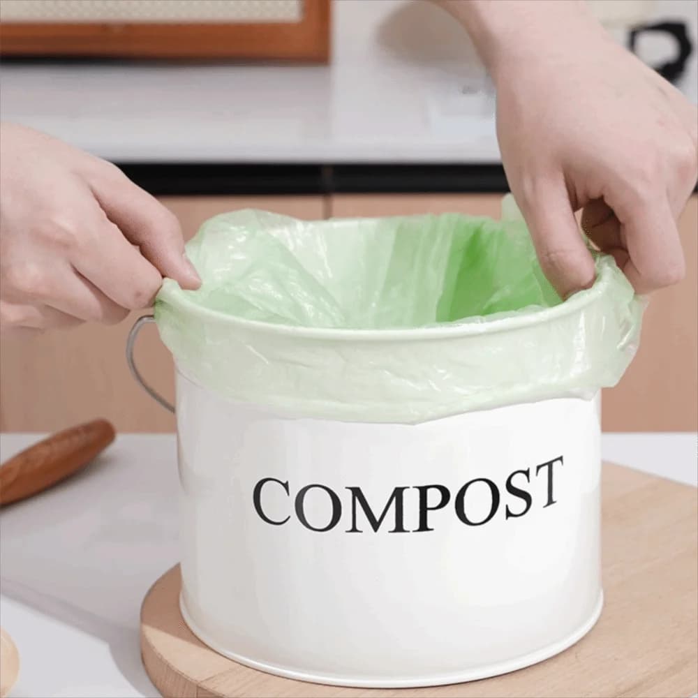Odorless Kitchen Compost Bucket Activated Charcoal Filtration with Lid Food Waste Composting Bin Metal Round