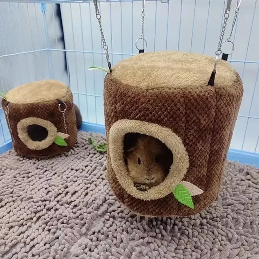 Nuovo porcellino d'India furetto ceppo di albero a forma di ceppo amaca scoiattolo coniglio inverno caldo nido di criceto cotone piccoli animali casa per animali domestici