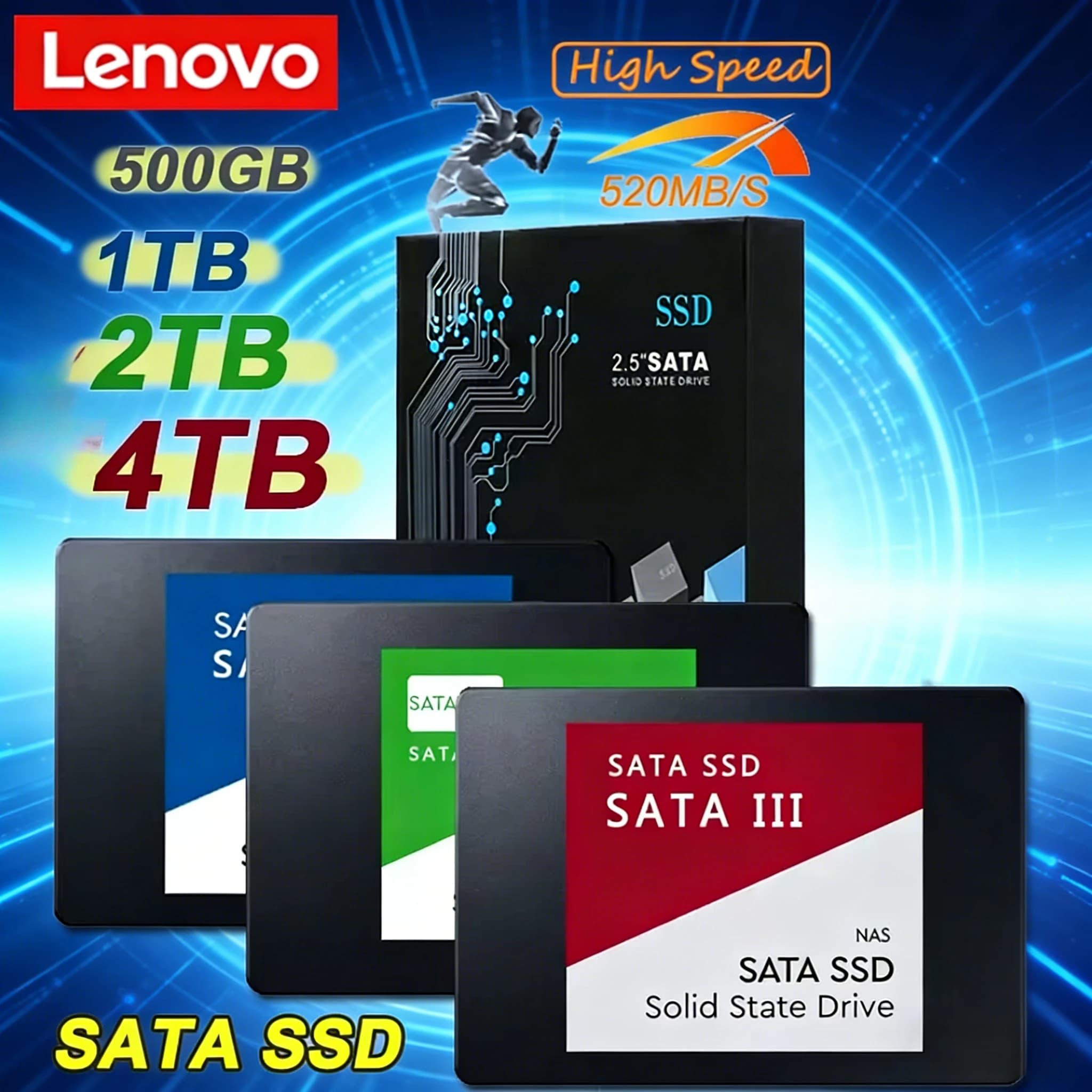 Lenovo 4TB SSD External Hard Disk For Internal Hard Drive Sata3 Interface Portable High Speed Solid State Drive