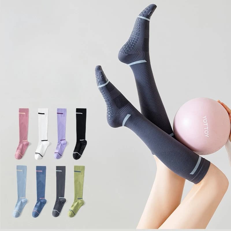 Calzini sportivi a tubo lungo da donna Corda da corsa Salto Compressione muscolare Pressione Gamba Dimagrante Calzini da yoga fitness Professionali