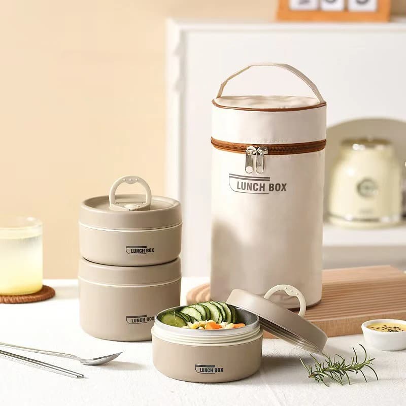 Set di scatole per il pranzo isolate impilabili 3 contenitori Bento per microonde separati, ciotola per zuppa sigillata a prova di perdite, contenitore per alimenti per ufficio per bambini adulti
