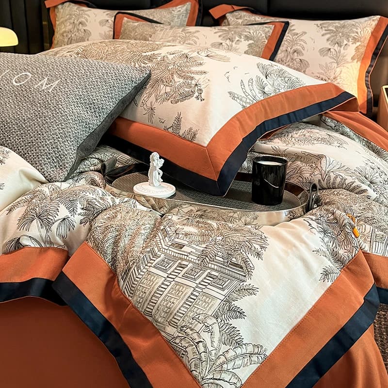 Set di biancheria da letto di lusso leggero di classe A 200S di fascia alta in cotone spazzolato 4 pezzi di grado materno e infantile 100% cotone