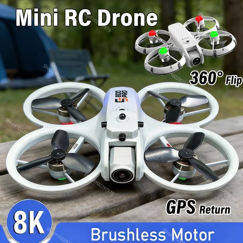 Mini Drone con Telecamera ES800Pro, Telecomando, Volo Notturno LED, 8K Professionale, Gimbal a 3 Assi, Funzioni Smart, Quadricottero FPV Giocattolo