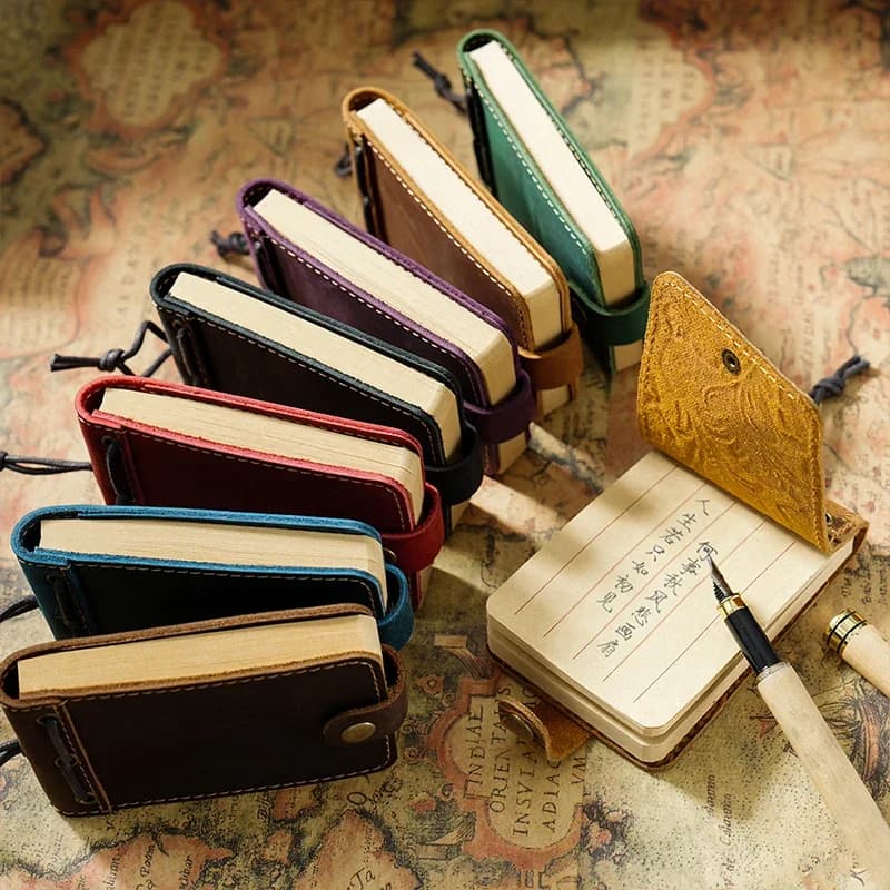 Genuine Leather Mini Travel Notebook Pocket Planner Sketch Book Diary Journal Office & School Supplies Organizer Stationery