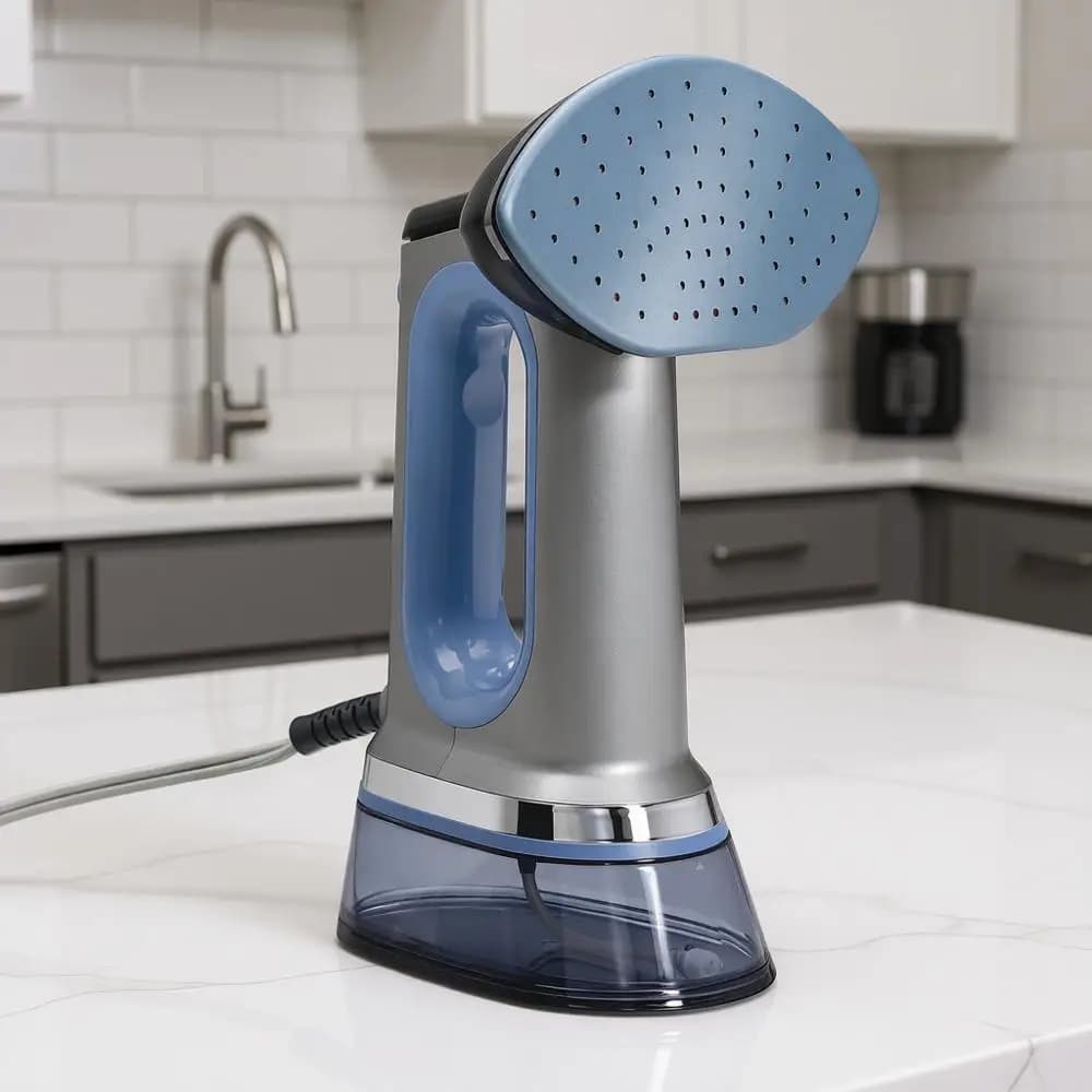 Ferro da Stiro a Vapore Portatile, Riscaldamento in 45s, 1700W, Serbatoio da 300ml, 27min di Vapore, Spegnimento Automatico, Grigio Blu
