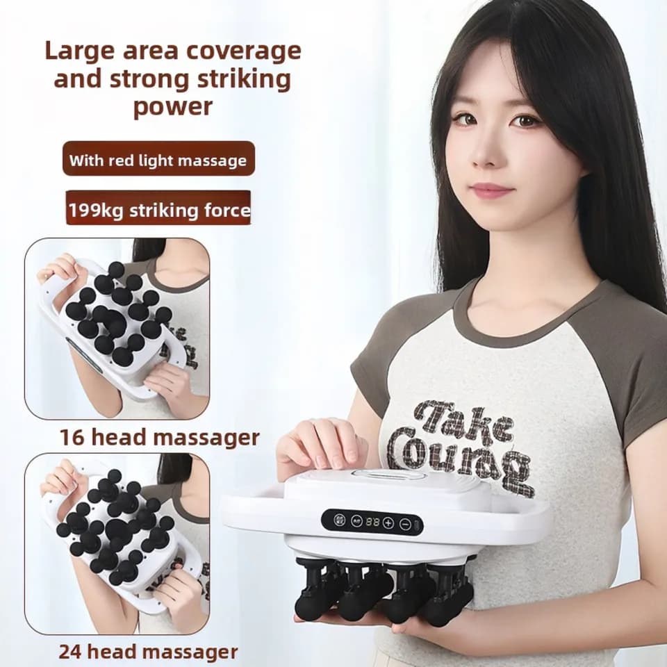 Pistola Massaggiante a 24 Testine ad Alta Frequenza, Massaggiatore per Schiena e Vita, Massaggiatore per Collo e Spalle, Massaggiatore Muscolare