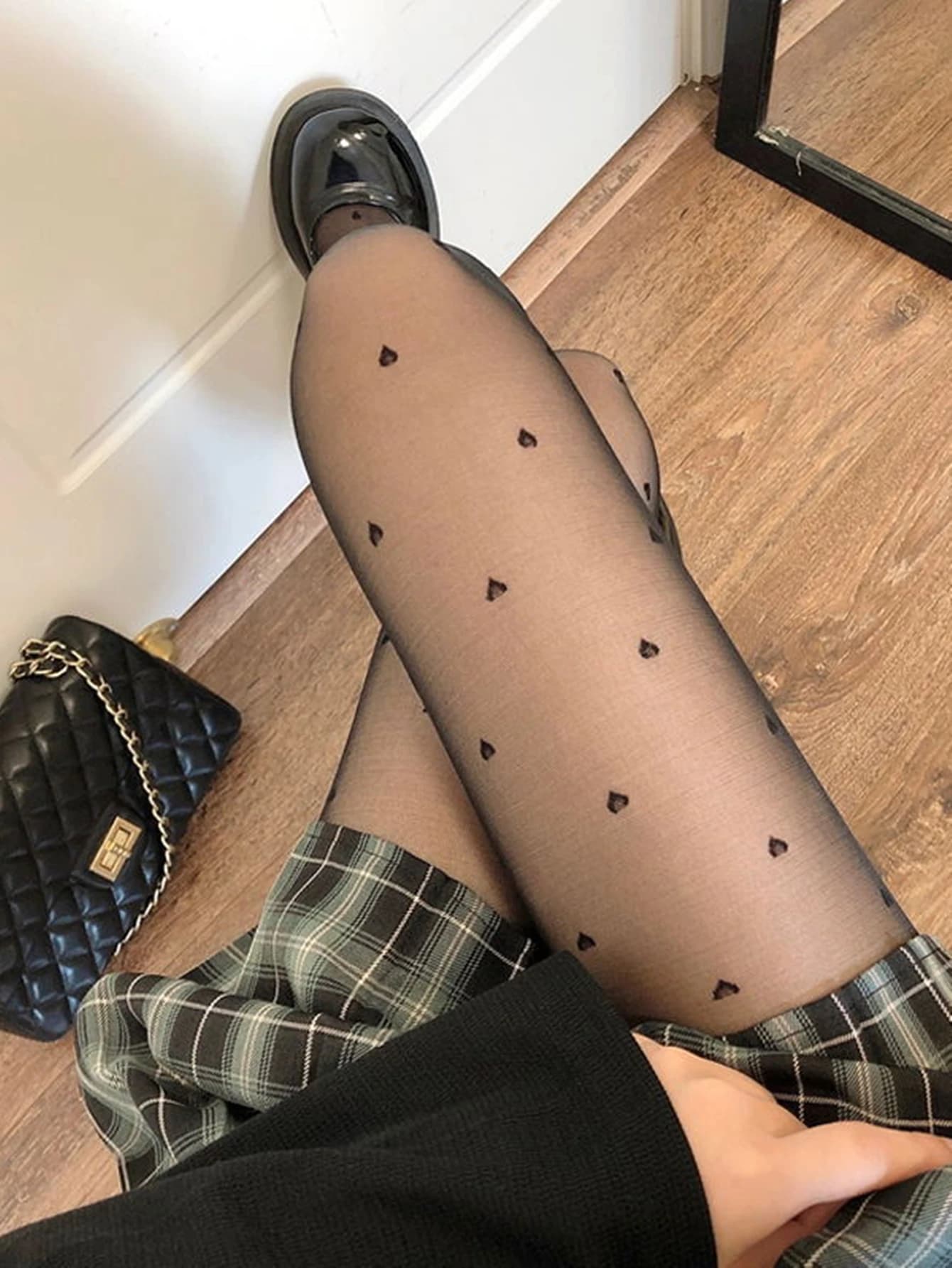Sexy black socks from woman heart to polka dots Lolita high tight socks women good elastic socks erotic lingerie