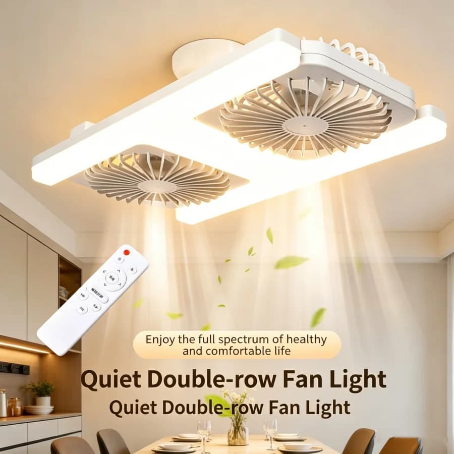 New led Double Fans Light Smart LED Ceiling Fans with Dimmable Light AC85-260V Modern led Fan Lamps 60W led Ceiling Fan Lighting