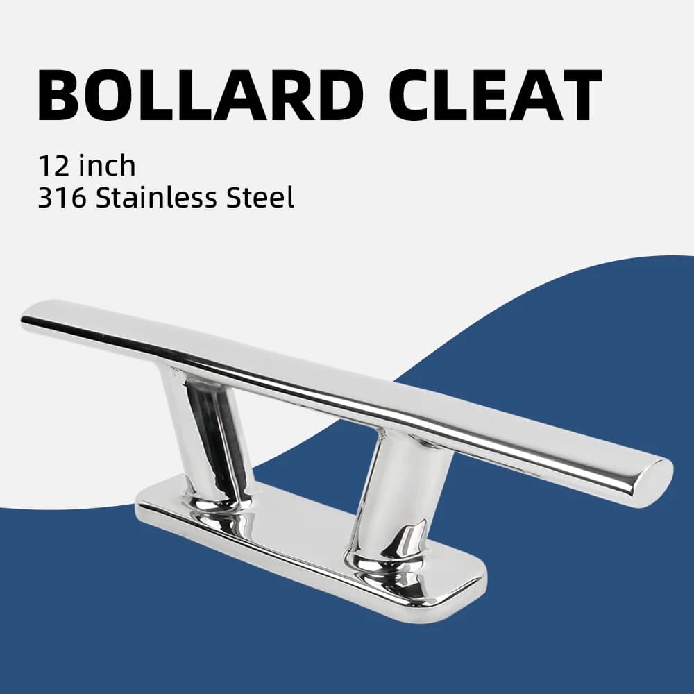 12 Inch 316 Stainless Steel Mooring Bollard Cleat for Boat Deck Dock Rope Marine Hardware Accessories