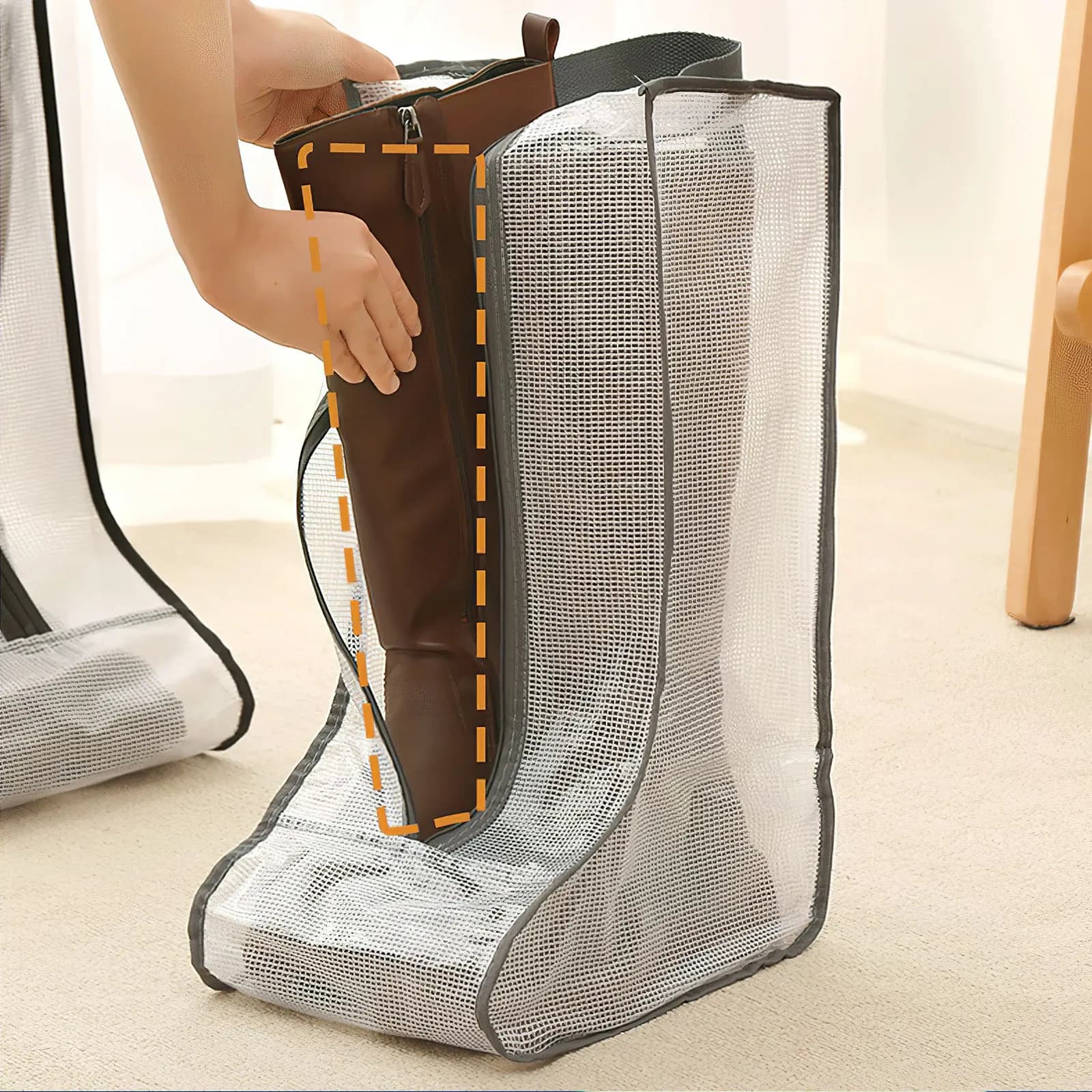 Borsa Porta Stivali con Cerniera e Maniglia, Organizer per Scarpe da Viaggio Pieghevole Impermeabile, Custodia Riutilizzabile per Stivali da Equitazione e Neve