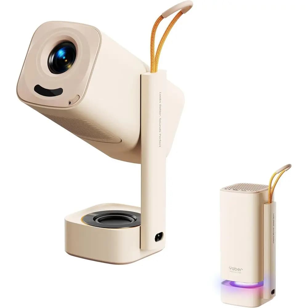Mini Proiettore Portatile HD 1080p con Compatibilità Wii, Bluetooth, Audio Dolby, HDR10, Correzione Automatica del Trapezio per Uso Interno ed Esterno